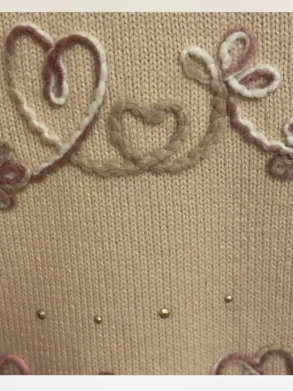 Alfred Dunner blush pink embroidered heart sweater